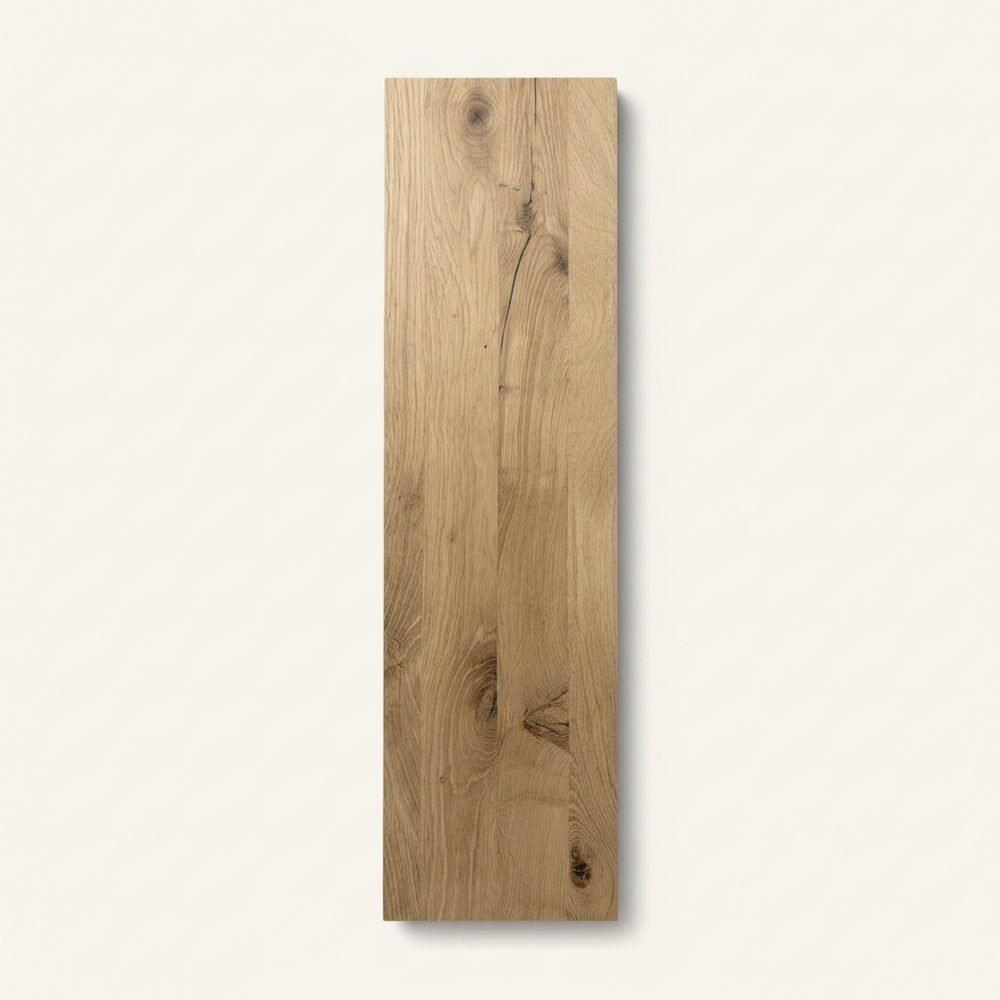 SELECT 002 rechtop: het hele vlak van 84 bij 22 cm, met de knoesten en de fijne scheur in het midden